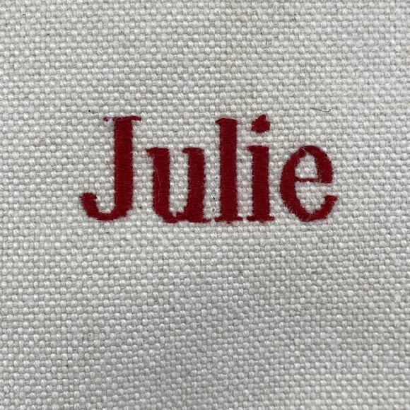 Vintage LL BEAN BOAT and TOTE Bag 10x13 "JULIE" Canvas Open Top Ivory Red USA - Picture 5 of 15